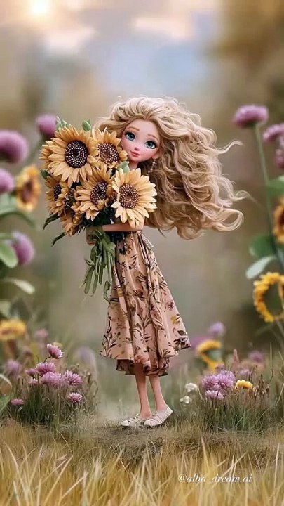 💐 Beautiful Barbies in Casual Dresses | Long Curly Hair & Colorful Bouquets ✨👗 #shorts #shortsfeed #viral #cute #barbie #Dailymotion