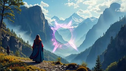 Woman gazing at majestic mountain