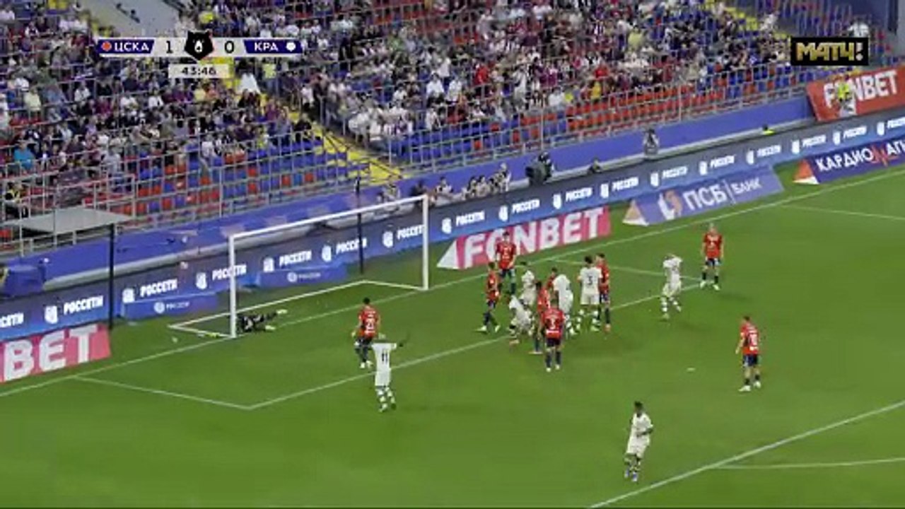 ЦСКА - Краснодар. 1 1. Гол Джона Кордобы видео . МИР Российская Премьер-Лига. Футбол