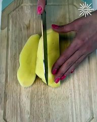 Slicing potatoes in square shapes 🥔