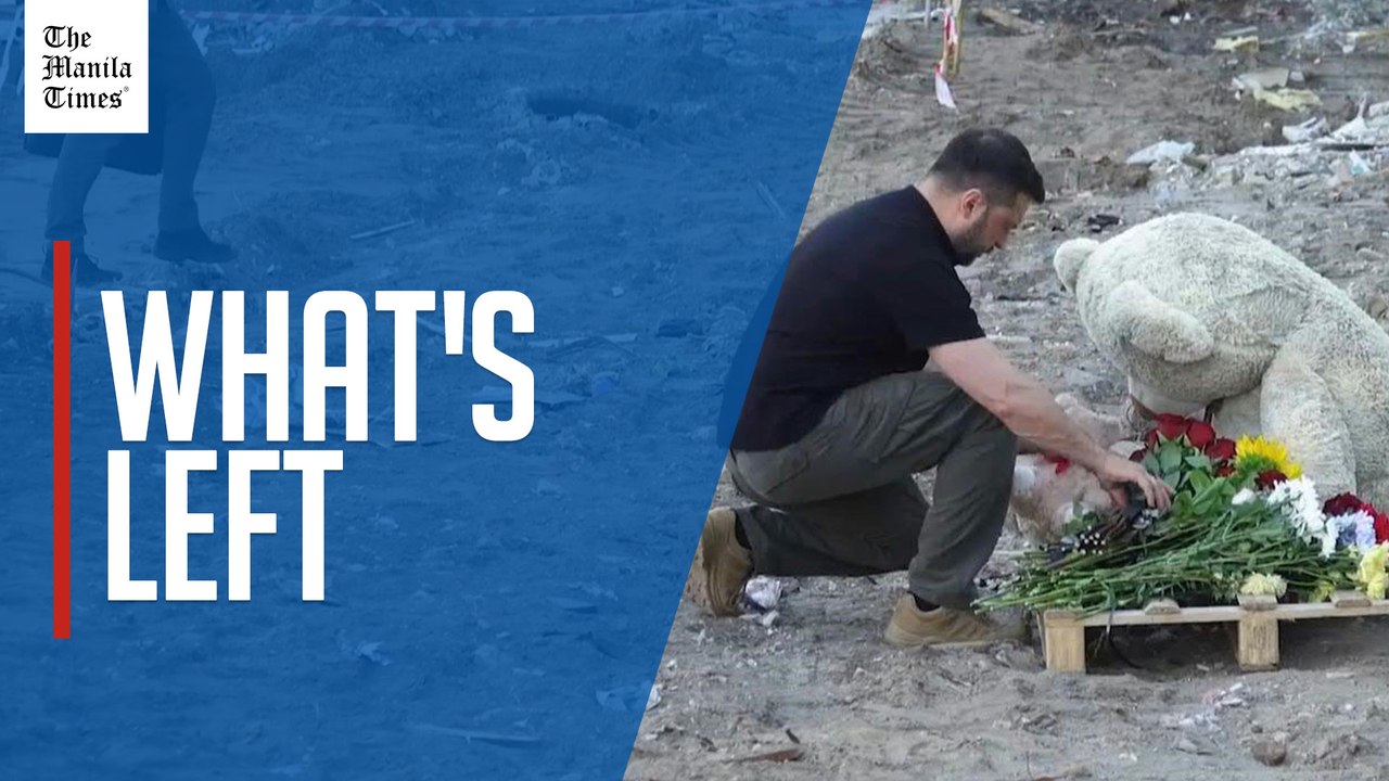 Ukraine's Zelenskyy visits site of damaged building in Kyiv after deadly Russian attack