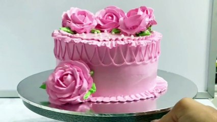 Pink Rose Floral Anniversary Cake Design Tutorial #cake #cakeart #cakedesign #cakedecorating