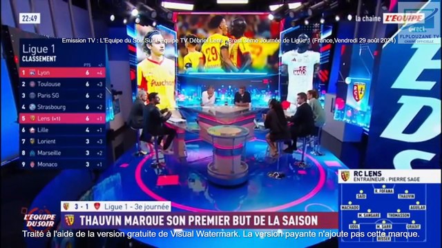 Emission TV : L Equipe du Soir sur l Equipe TV Débrief du match Lens - Brest 3ème journée de ligue 1 Extrait d'émission