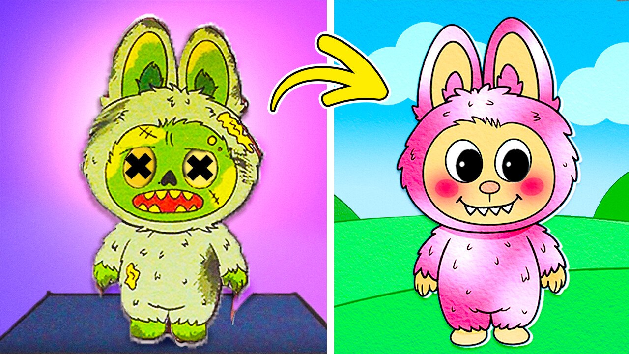 Extreme Labubu Makeover from Zombie to Beauty!😱 DIY Glow-Up & Crazy Cardboard Crafts