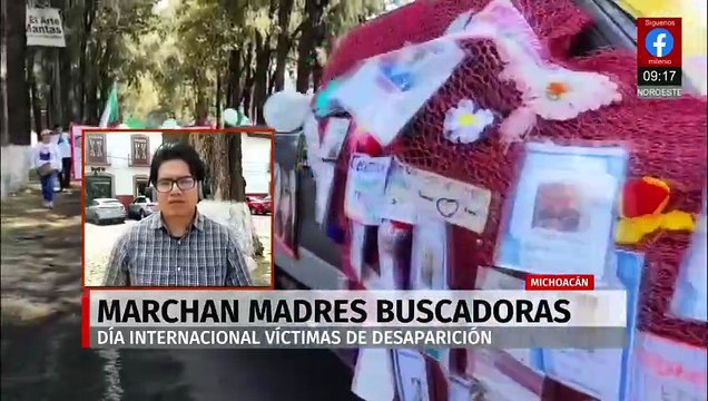 Madres buscadoras de Michoacán marchan por Día Internacional de Víctimas de Desaparición Forzada