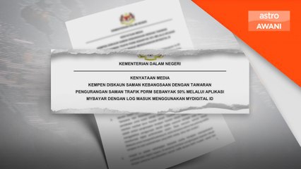 Tawaran kurangkan saman trafik PDRM 50% mula hari ini