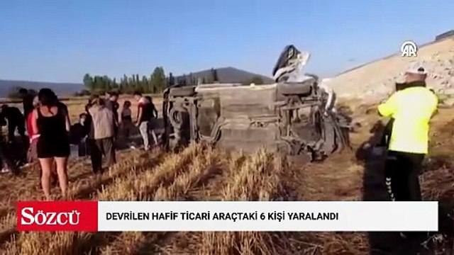 Devrilen hafif ticari araçtaki 6 kişi yaralandı