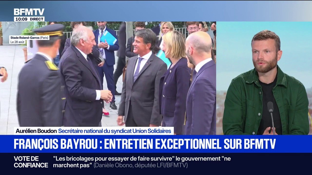 Interview de François Bayrou ce soir sur BFMTV: "Son seul argument, c'est d'agiter les peurs", observe Aurélien Boudon, secrétaire national du syndicat Union Solidaires