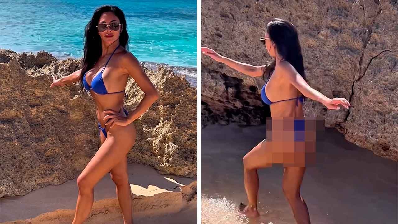 Nicole Scherzinger muuttaa kaatumisen näyttäväksi esitykseksi esitellessään upeaa vartaloaan