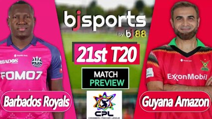 CPL 2025 | Guyana Amazon Warriors vs Barbados Royals 21st T20I Match Preview |