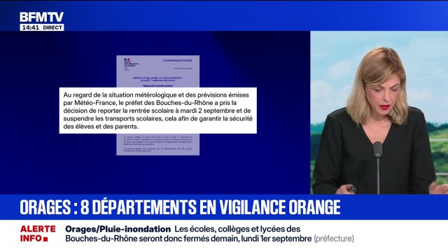 Bouches-du-Rhône: la rentrée scolaire reportée au 2 septembre à cause de la vigilance orange pour orages et pluie-inondation