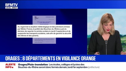 Bouches-du-Rhône: la rentrée scolaire reportée au 2 septembre à cause de la vigilance orange pour "orages" et "pluie-inondation"