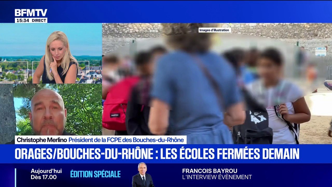 Bouches-du-Rhône: Christophe Merlino, président de la FCPE, approuve le report de la rentrée scolaire à cause de la vigilance orange pour orages