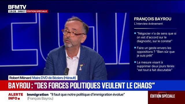 Il ne me convainc pas , Robert Ménard, maire Divers droite de Béziers réagit à l'interview de François Bayrou