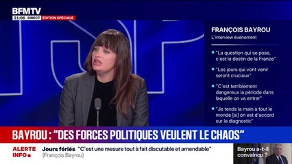 "François Bayrou et tous les macronistes qui l'ont précédé ont mis le pays dans un chaos économique", répond Alma Dufour (LFI) aux propos du Premier ministre