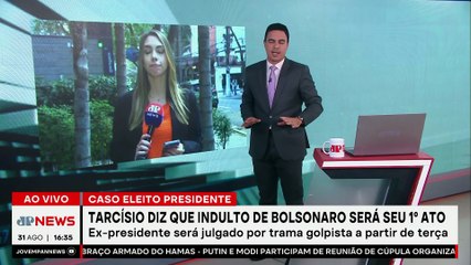 Tarcísio diz que indulto de Bolsonaro será seu primeiro ato se eleito à Presidência