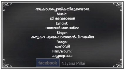 Aakasha Poikayilundoru Ponnum Thoni Karoke With Lyrics