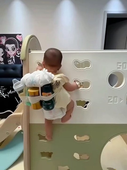 Funny Baby Climbing Cot 😂 | Cute & Hilarious Baby Moments #Shorts #shortsfeed #viral #kids #cute #dudidudidam #doll #funny #trending #BabyFun #babyshorts