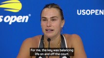 Balancing life on and off court 'the key' for consistent Sabalenka