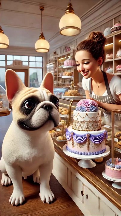 SECRET Birthday CAKE Surprise! Cute Frenchie s GIANT Cake Mission for Owner! 🎂🐶#shorts #cute #dog