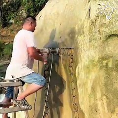 Cutting through a stone is not easy!