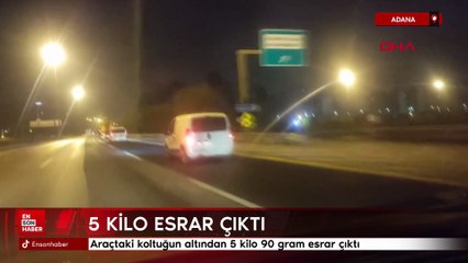 Adana'da  Araçtaki koltuğun altından 5 kilo esrar çıktı: ‘Kim koydu bilmiyoruz’ dedi