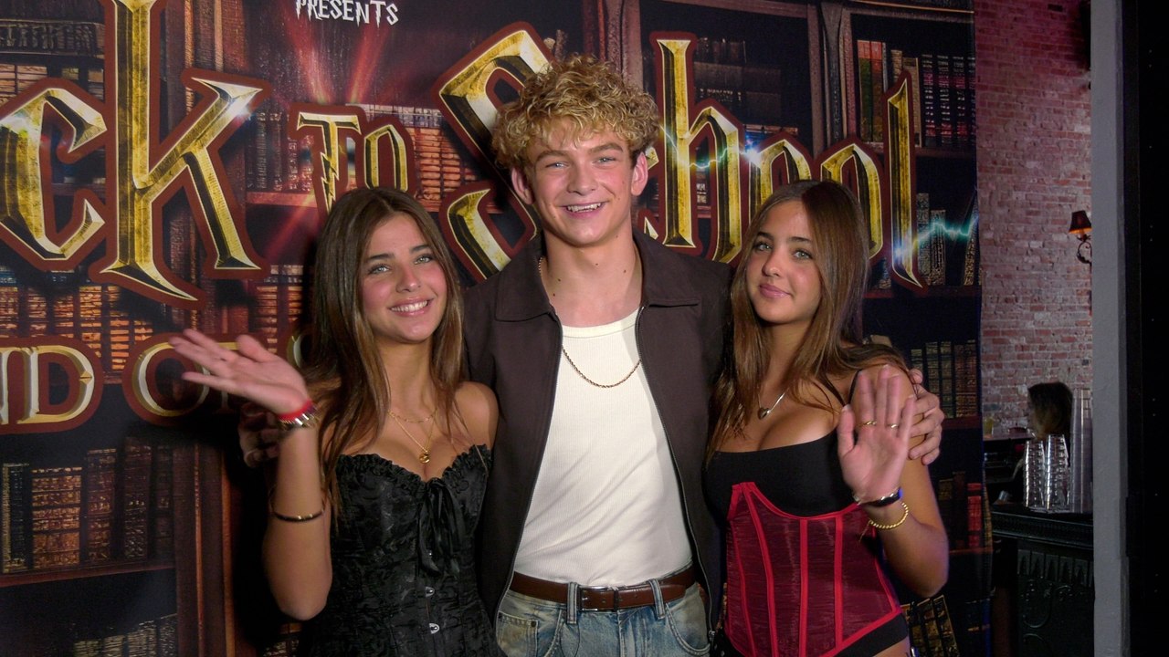 Leah Clements, Kaido Lee Roberts, and Ava Clements attend the Jet House Back-to-School Bash red carpet