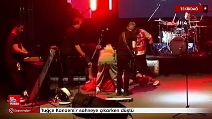 Tuğçe Kandemir sahneye çıkarken düştü