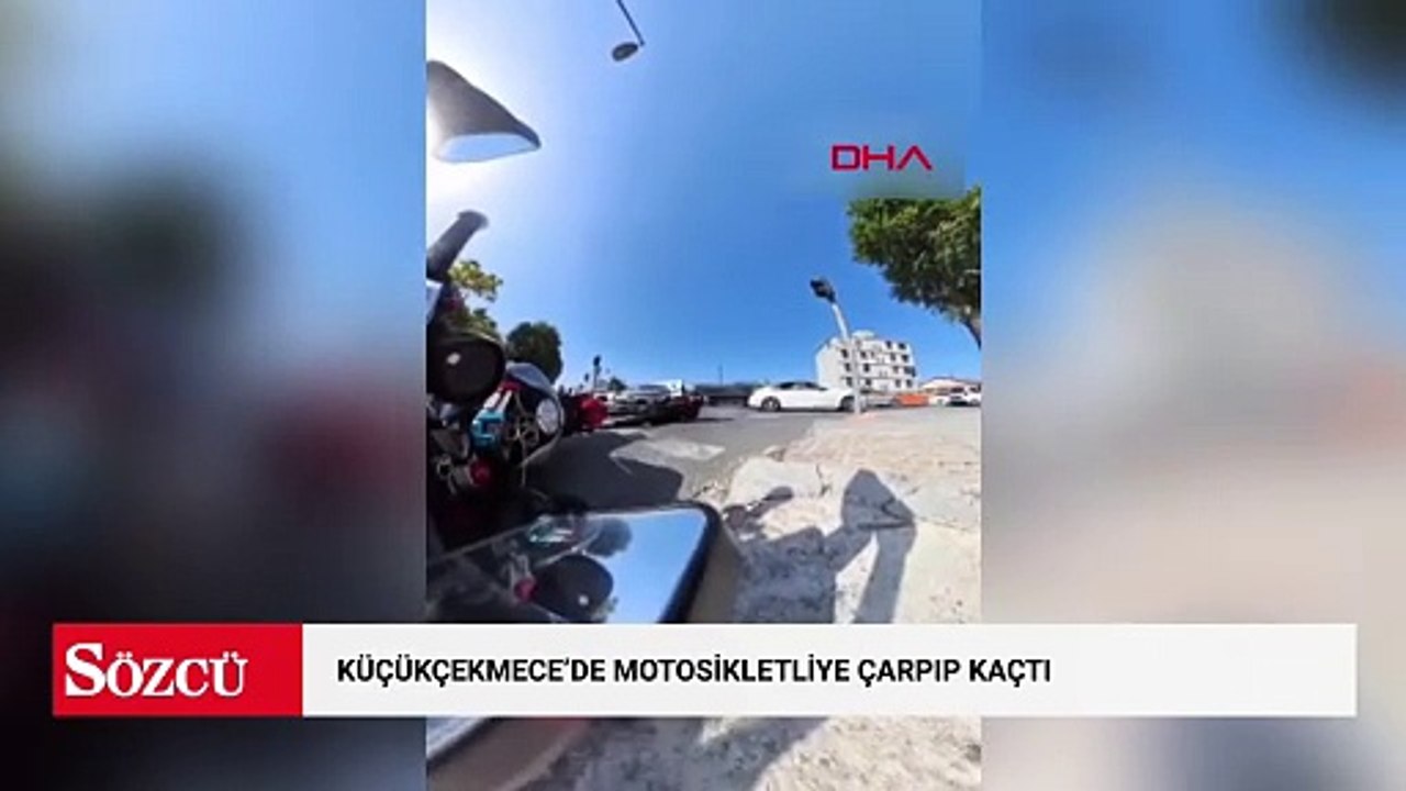 Küçükçekmece'de motosikletliye çarpıp kaçtı; kask kamerası sayesinde tespit edildi