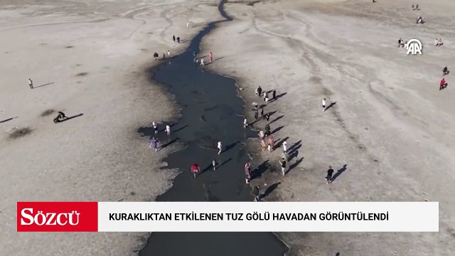 Kuraklıktan etkilenen Tuz Gölü havadan görüntülendi