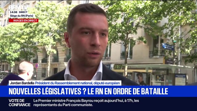 Vote de confiance: Il peut y avoir de potentielles élections législatives , estime Jordan Bardella