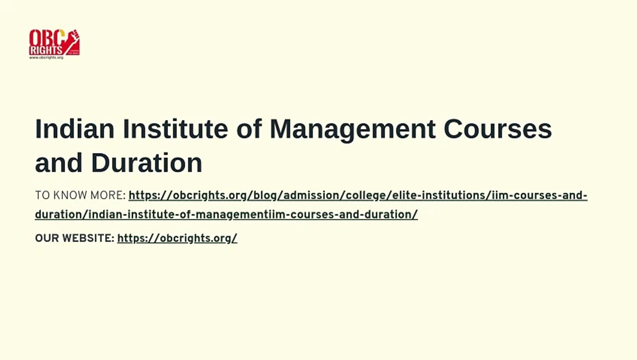 Indian Institute of Management Courses and Duration