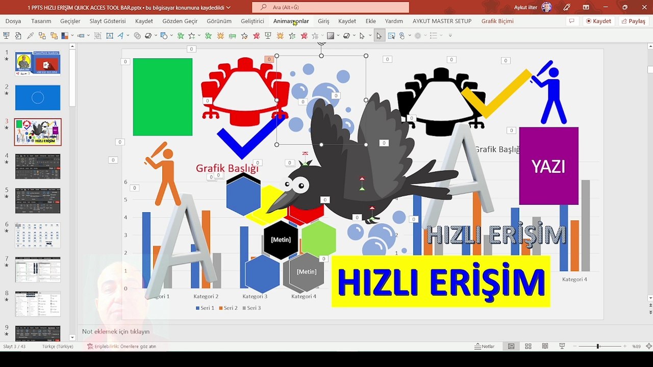 13.Ders Hızlı Erişim Sekmeyi Aşağı Yukarı Taşı Kaldır Yazı Kısa Yolları