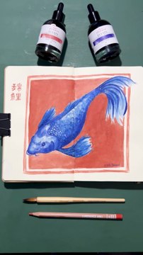 Je réalise un poisson pailleté à l'aquarelle #watercolor #aquarelle #art