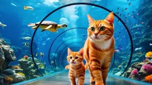 #CuteCat #CatMom Mama Cat and Ginger Kitten Return Lost Wallet & Earn a Dream Aquarium Adventure! 🐠🐾