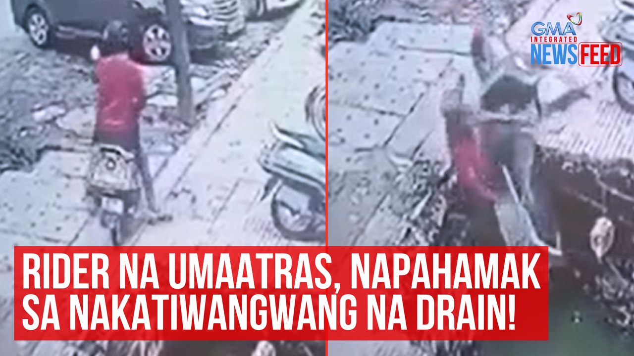 Rider na umaatras, napahamak sa nakatiwangwang na drain! | GMA Integrated Newsfeed