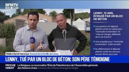 Pour Me Samir Hamroun, avocat de la famille de Lenny, mort écrasé par un bloc de béton à Saze (Gard), le maire de la commune "doit rendre des comptes"