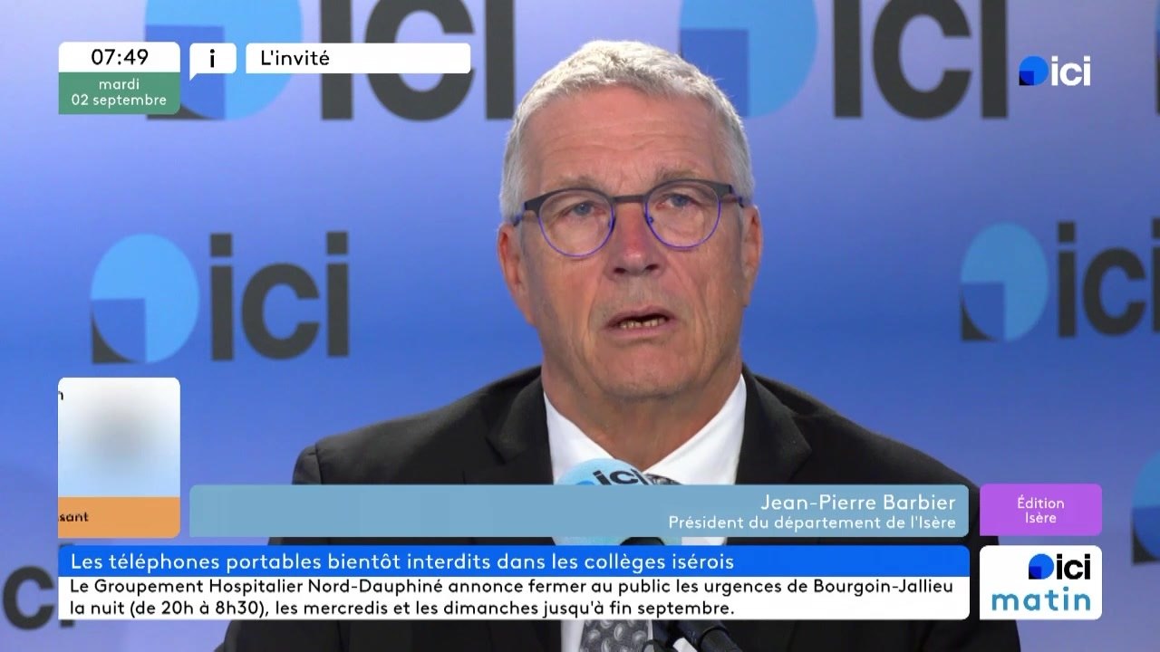"L'interdiction du téléphone, il faut faire ça en concertation," estime Jean-Pierre Barbier, président du département du l'Isère