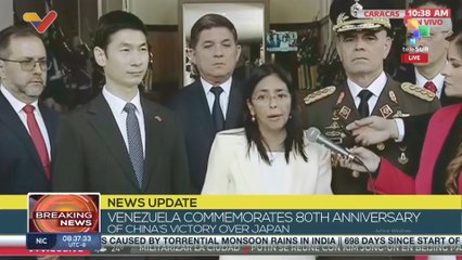 Delcy Rodriguez: we are here reaffirming our friendship with China on this date so important for humanity.