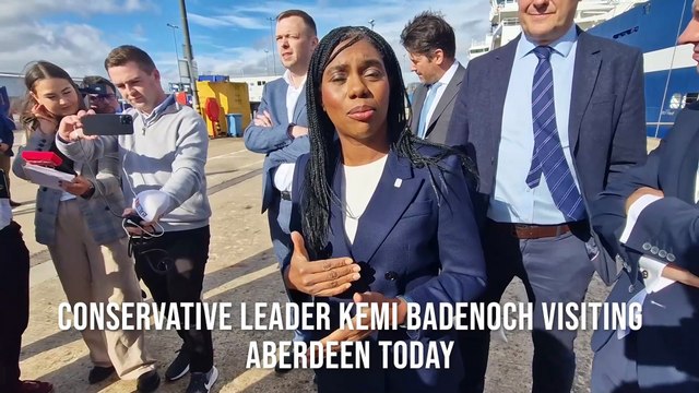 Conservative leader Kemi Badenoch speaking in Aberdeen today