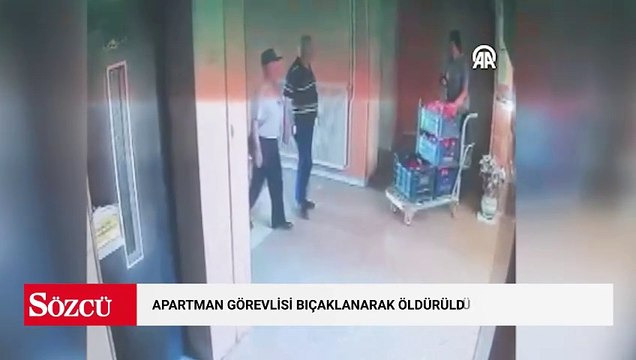Apartman görevlisinin bıçaklanarak öldürülmesi güvenlik kamerasında