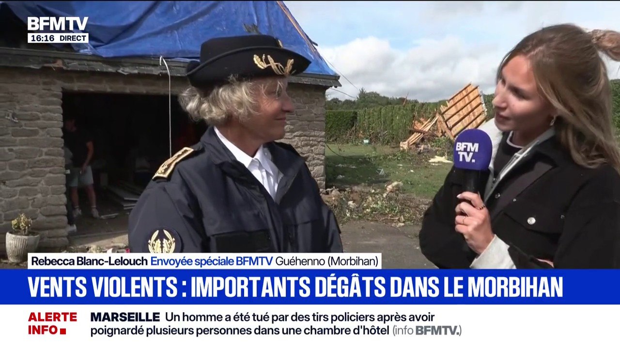 Vents violents: les sinistrés sont "complètement sidérés par ce phénomène rare et imprévisible", confie Claire Lietard, sous-préfète de Pontivy-Ploëmel (Morbihan)