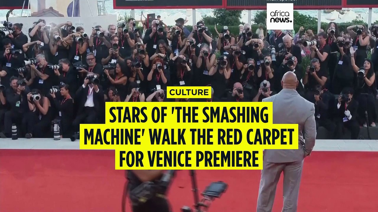 Dwayne Johnson and Emily Blunt walk the red carpet in Venice for 'The Smashing Machine'