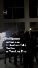 Indonesian Protesters Take Shelter As Tensions Rise