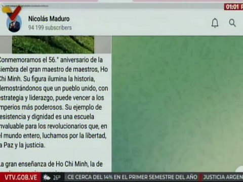 Pdte. Nicolás Maduro conmemora el aniversario de Ho Chi Minh destacando su legado de resistencia