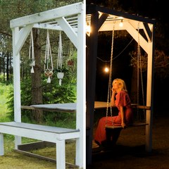2 girls build a wooden pergola with just a few tools