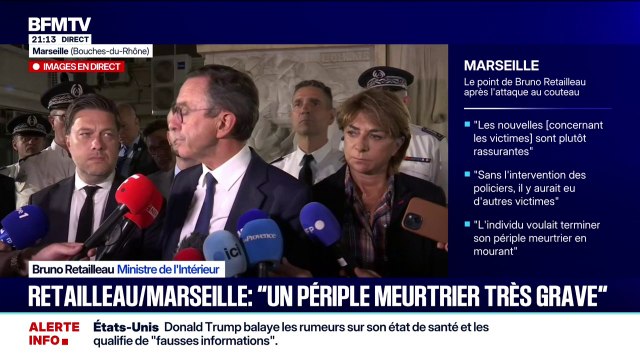 Attaque au couteau à Marseille: Encore une fois les policiers ont protégé les Français , souligne le ministre de l'Intérieur, Bruno Retailleau