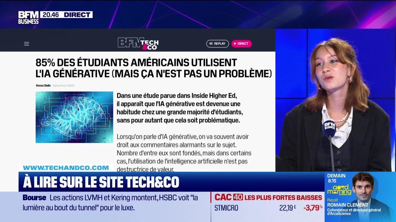À lire sur le site Tech&Co : 85% des étudiants américains utilisent l'IA générative (mais ça n'est pas un problème), par Salomé Ferraris - 02/09