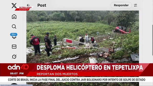 🚨¡Última Hora! Reportan dos muertos tras el desplome de un helicóptero en Edomex