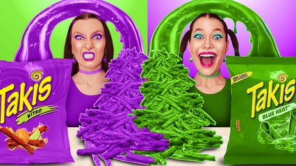 RÉGIME ALIMENTAIRE EXTRÊME D'UNE SEULE COULEUR ! 😱 24 Heures de Repas Monochromatiques | 123 GO!